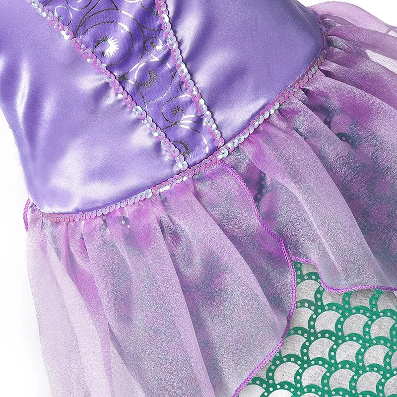 Ariel Girls Mermaid Dress Princess Costumes Cosplay Costume for Kids Summer Casual Halloween Birthday Party Outfit Set 2-10T