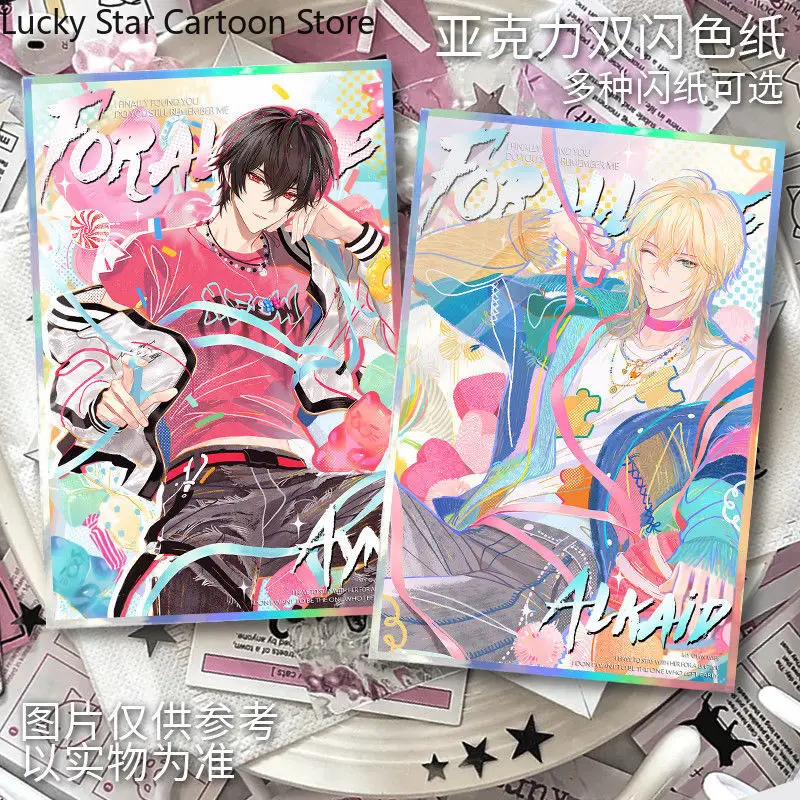 Kerst Clarence Rorschach Al casa Ayn voor alle tijden Dubbele flitskleurenkaart Kleurpapier Cosplay Spel Anime Verjaardagscadeau Handtekening