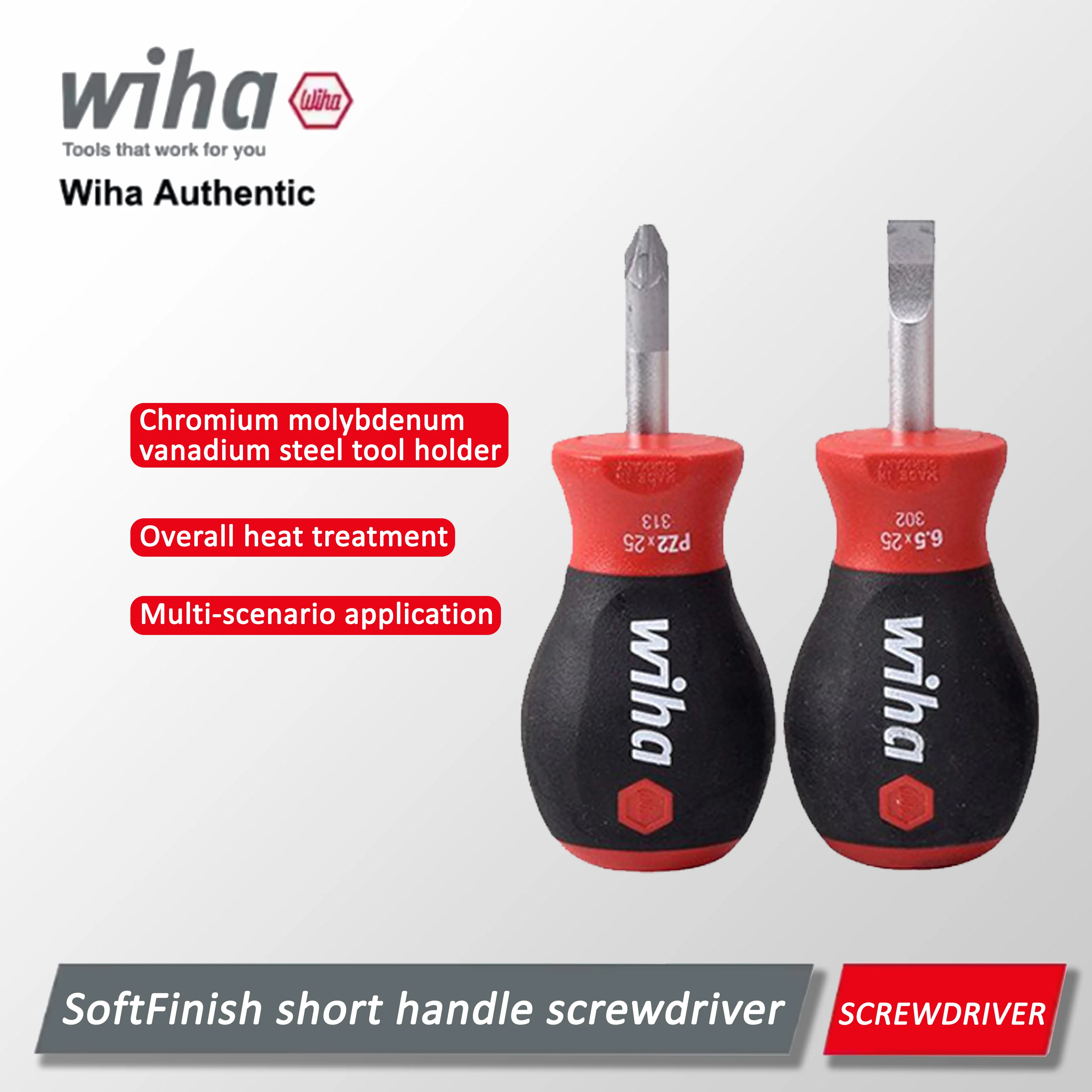 

Отвертка Wiha SoftFinish с короткой ручкой, компактная и портативная, многофункциональный инструмент для ремонта, ручной инструмент 26967