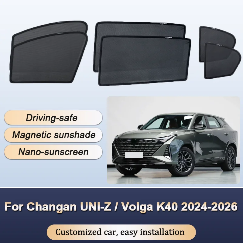 

Sun Shades For Changan UNI-Z Volga K40 2024-2026 Sunshade Magnetic Heat insulation Curtains Privacy Window Visor Car Accessories