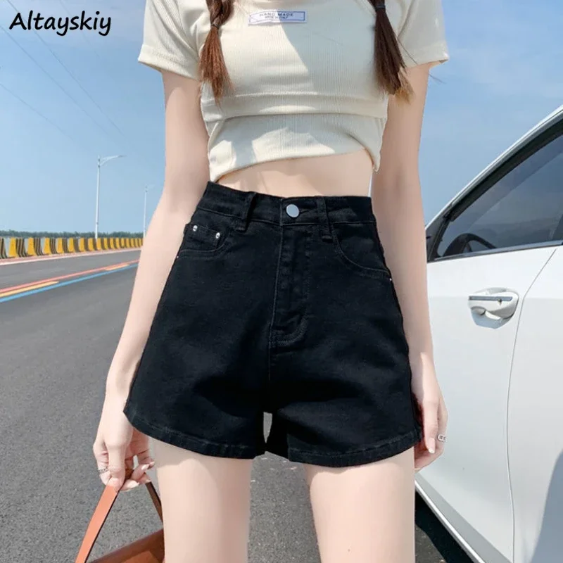 

Базовые джинсовые шорты для женщин, летние, милые, простые, отбеленные, мягкие, для отдыха, с высокой талией, популярные, Ulzzang, винтажные, Harajuku