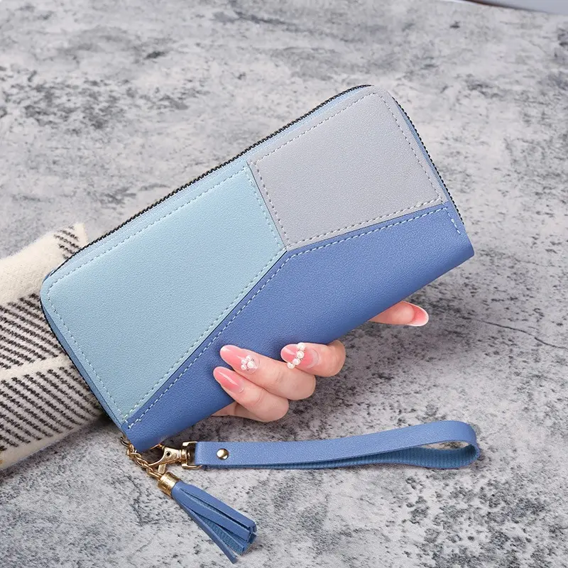 Mode Reiß verschluss Brieftaschen Damen lange Geldbörsen Handtaschen Münz geldbeutel Karten halter PU Leder Billfold Brieftasche