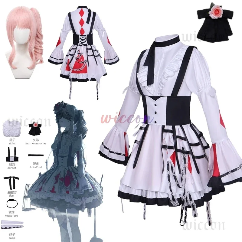 FC6Project Sekai Mzk5 Akiyama Mizuki Cosplay Costume PJSK Lovely Lolita Party Dress Uniform Halloween Outfit Suit for Woman@FC8！