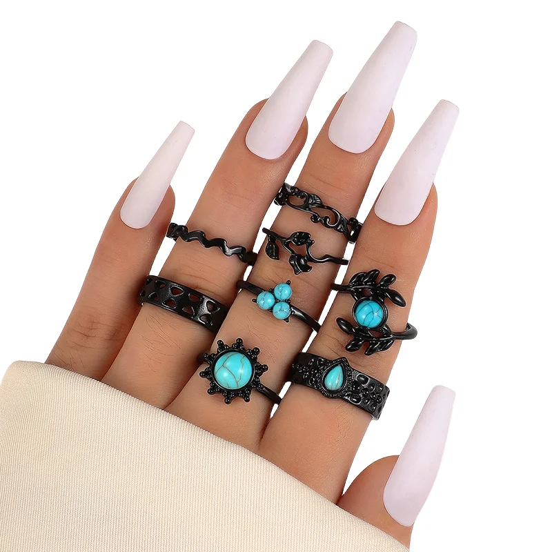 30/50pcs/Lot Wholesale New Design Black Spray Paint Finger Rings for Women Mix Style Party Decorate Bar Personality Jewelry Girl