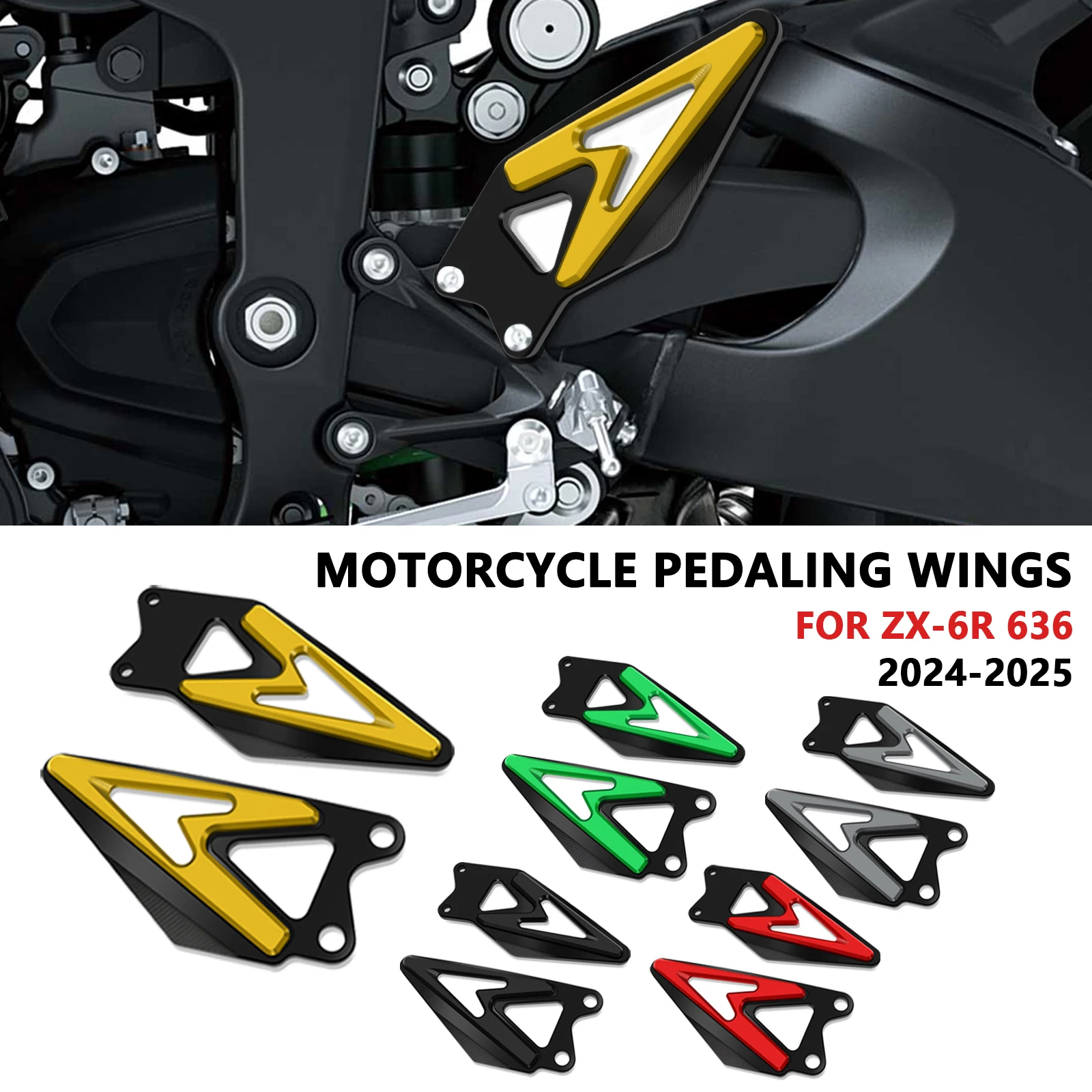 

Для ZX-6R 2025 ZX6R 2024 zx6r 636 2019-2025 мотоциклетная алюминиевая подставка для ног с ЧПУ, педаль, защита пятки, защита для ног, аксессуары