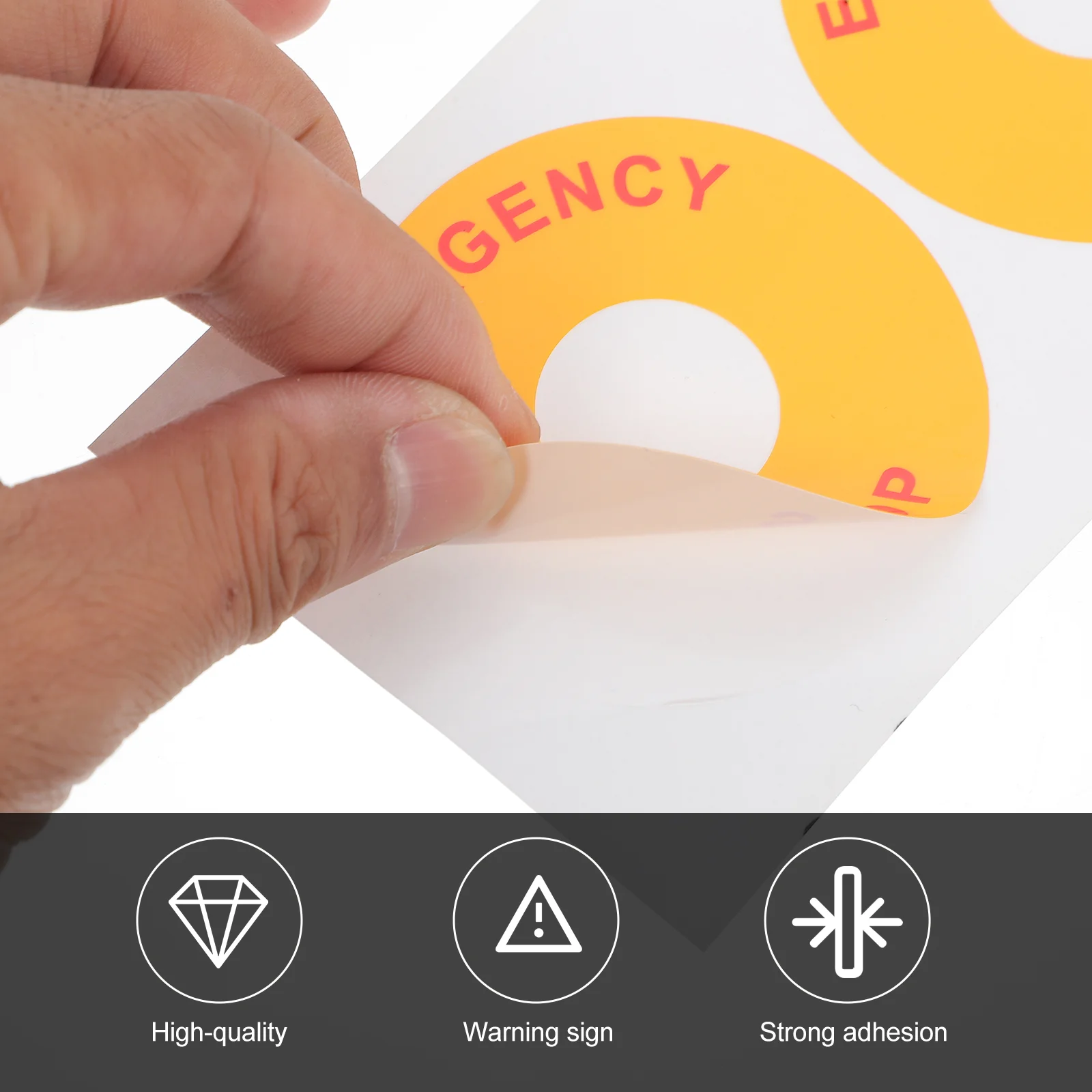 8 Pcs Emergency Stop Warning Equipment Label Sticker Outdoor English Sign Decal Pp Safety