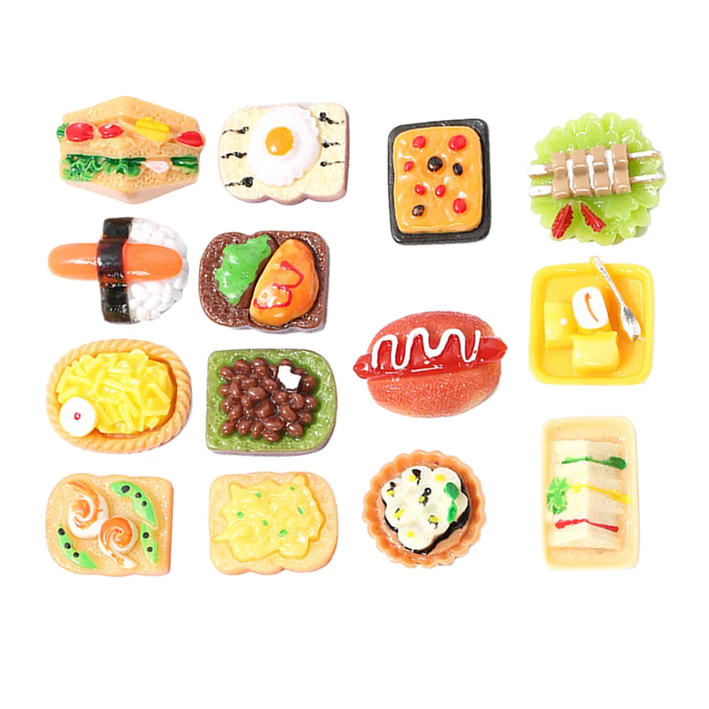 

15 Pcs Simulated Bread Pizza Mini Food Model Realistic Decorative Prop for Home Mini House Kitchen Accessories Cartoon Style