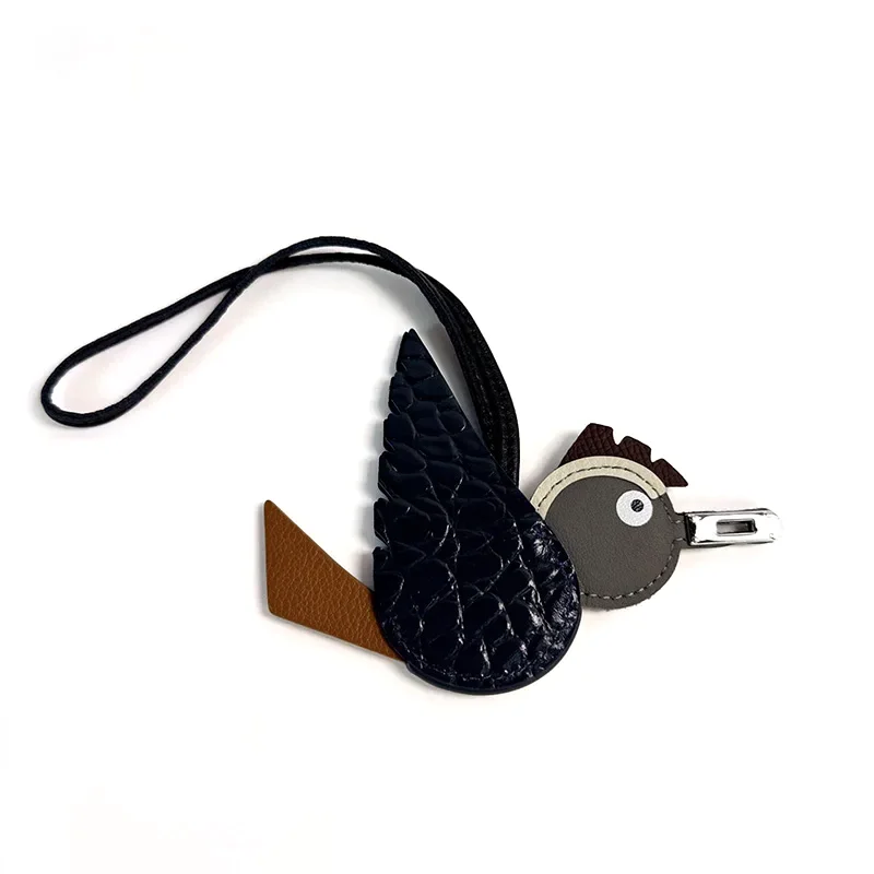 

Брелок-подвеска из натуральной кожи в виде птицы, высококачественный, винтажный, ручной работы, милый, для ключей, аксессуар для автомобиля, багажа, украшение, подарок