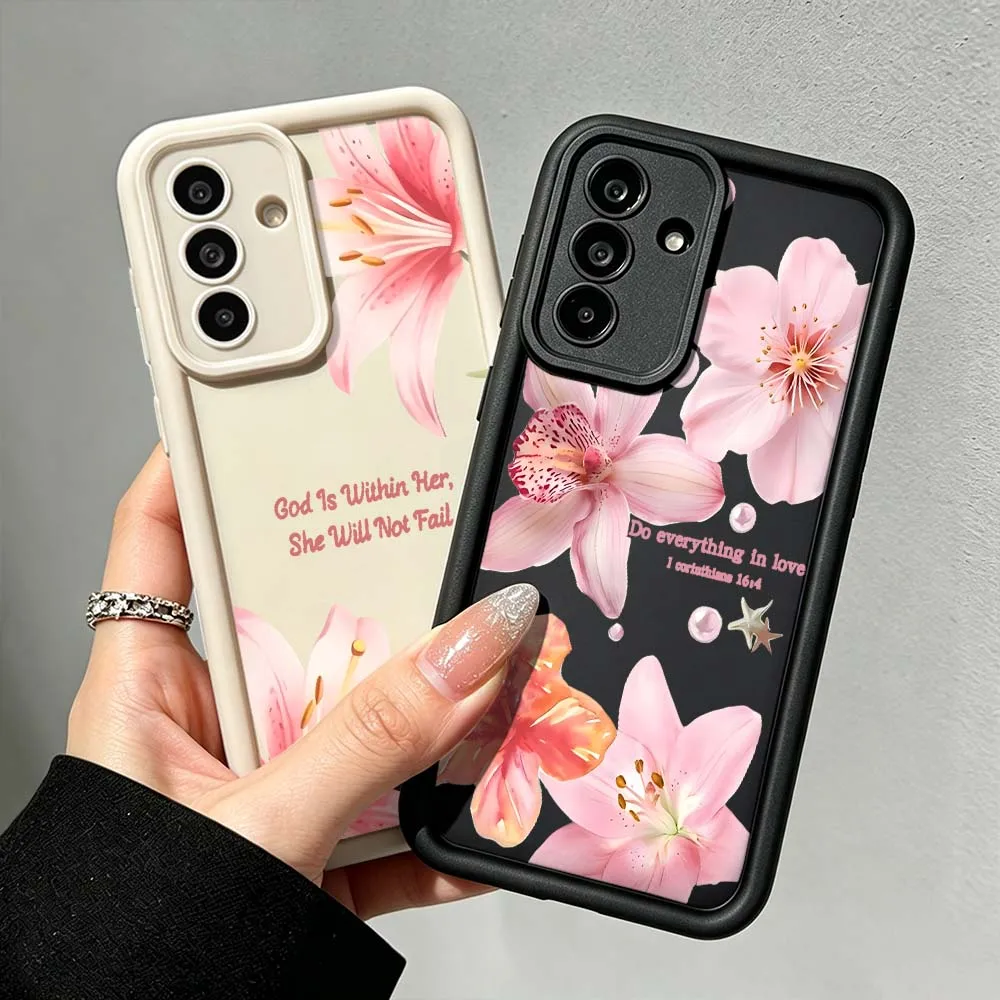 Pink Floral Petal Art Pattern Cover For Samsung Galaxy A71 A57 A56 A55 A54 A53 A52s A51 A40 A17 A16 A06 Eye Ladder Phone Case