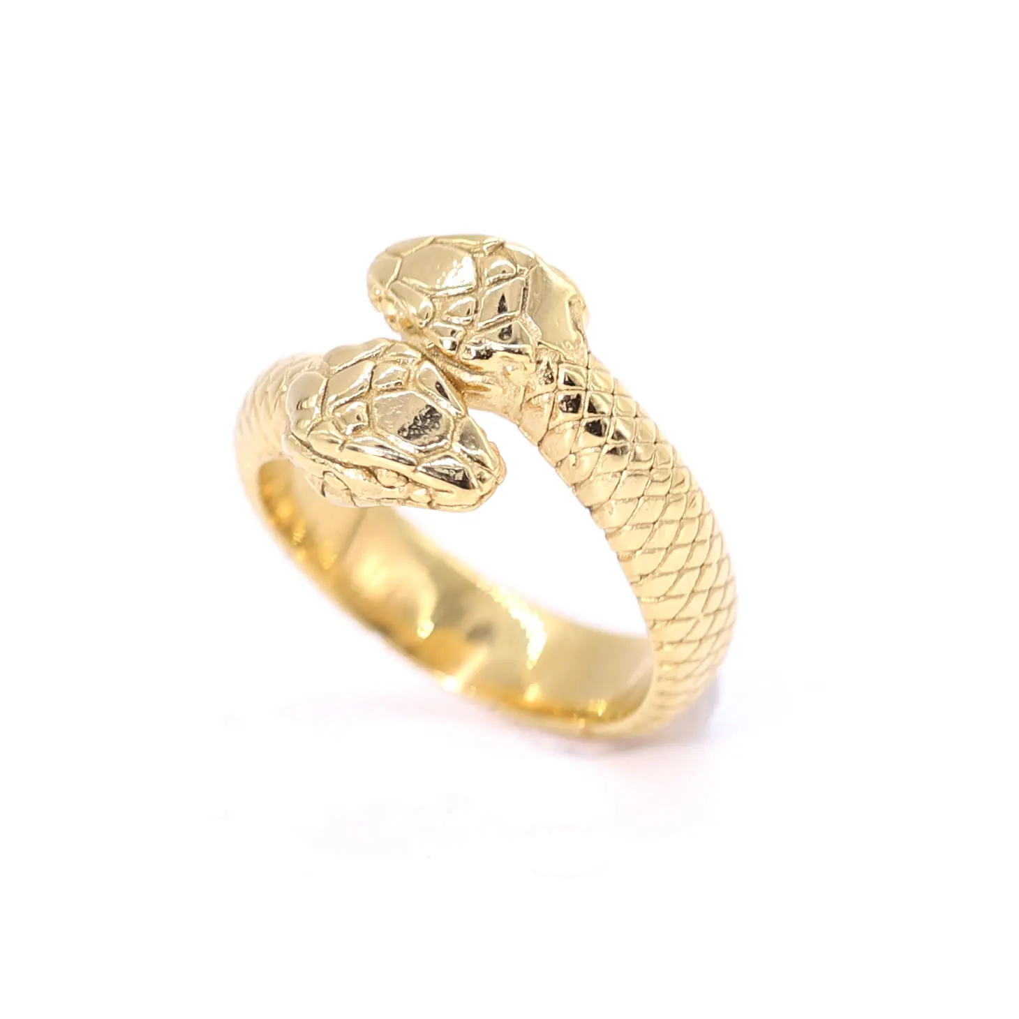 

2022 new fashion high-end jewelry retro stainless steel gold double-headed snake ring for men and women