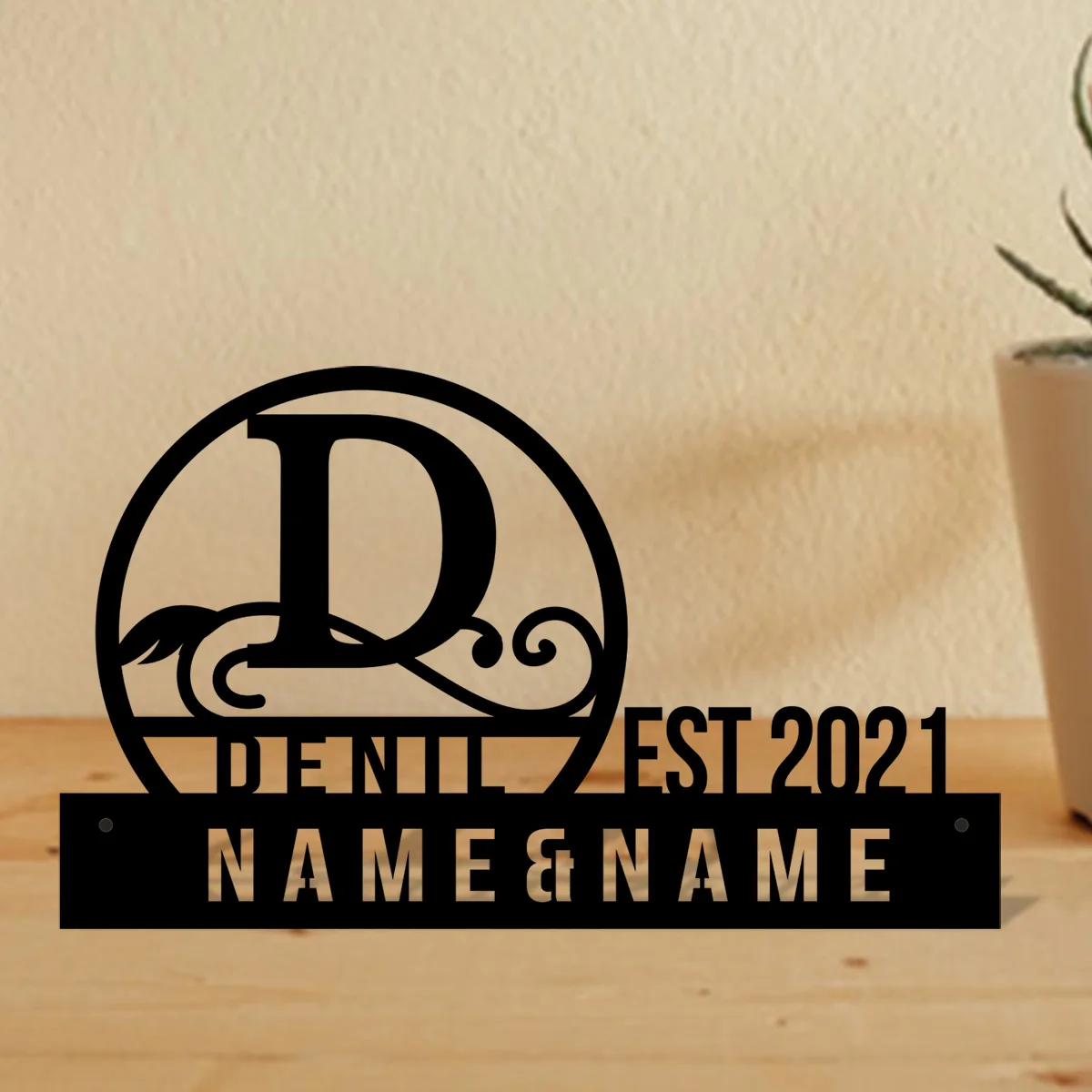 Custom Family Name Desk Name Plate Wedge, Personalized Last Name Nameplate Sign Shelf Tabletop Wedding Anniversary Housewarming