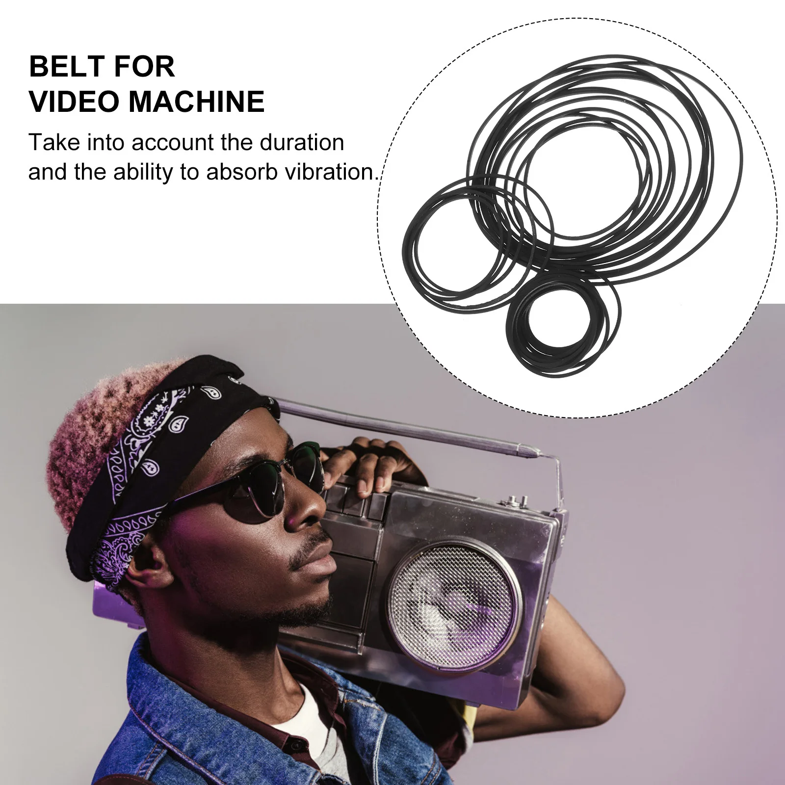 

60Pcs Recorder Rubber Belts Professional Cassette Player Belt Replacement Smooth Transmission Tape Recorder Drive Belts