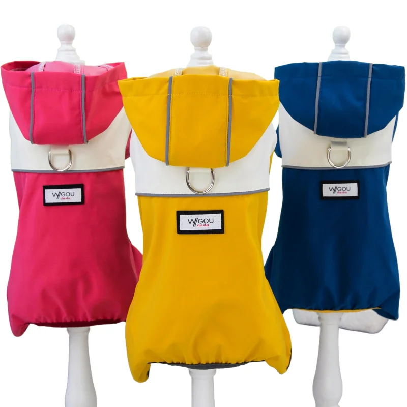 Hooded Dog Raincoats Jackets Pet Raincoat Dogs Clothes Overalls Jumpsuit Outdoor Waterproof Rain Coat For Dogs Puppy Clothing - view 2