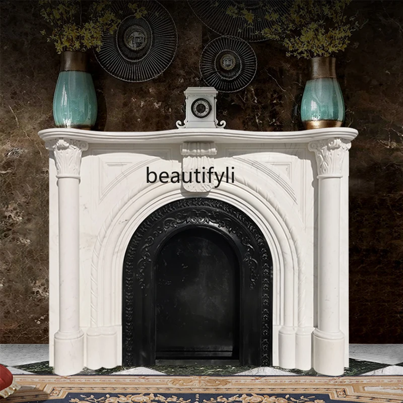 Marble Fireplace Natural Stone French Fireplace Mantel American European Modern and Simple Fireplace