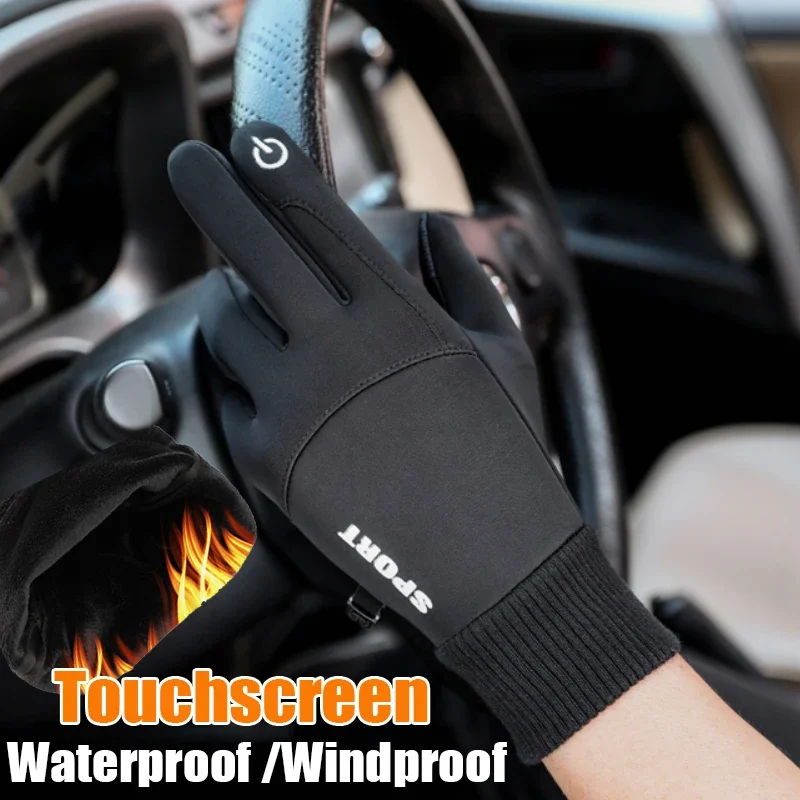 Men\'s Gloves Winter Waterproof Windproof Sports Fishing Touchscreen Driving Motorcycle Ski Non-slip Warm Cycling Women Gloves