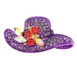 CINDY XIANG Purple Color Rhinestone Hat Brooches For Women Fashion Winter Coat Pin Wedding Accessories High Quality New