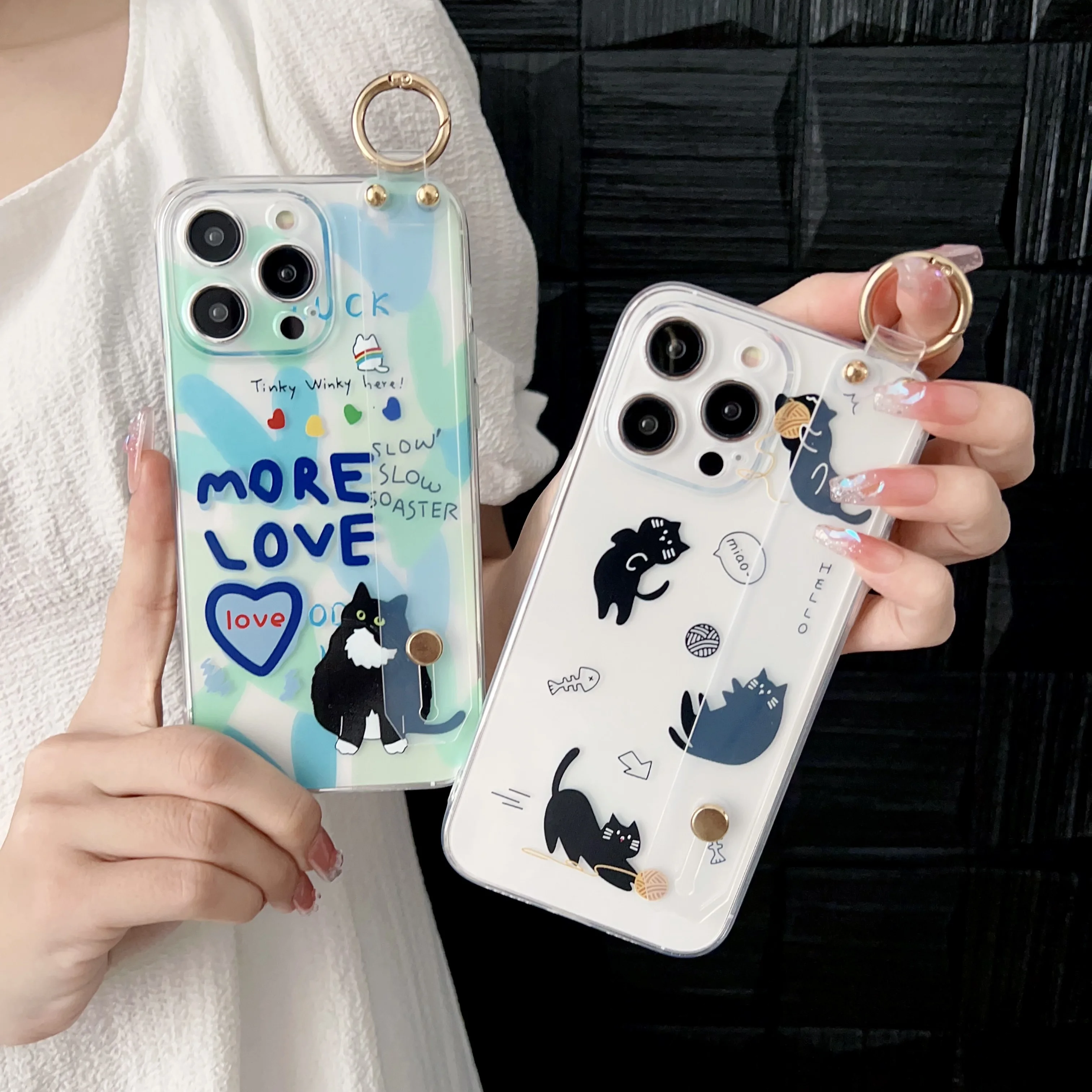 For Samsung Galaxy S8 S9 S10 S20 S21 S22 S23 S24 S25 S26 Note 8 9 10 20 Plus Ultra FE Edge little cat Case Wrist Strap view 4