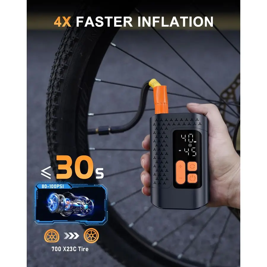 مضخة دراجة، مضخة إطار دراجة صغيرة 160 رطل لكل بوصة مربعة، مضخة دراجة سريعة 4X مع مقياس ضغط رقمي، مضخة هواء للدراجة الجبلية، موتو، #2