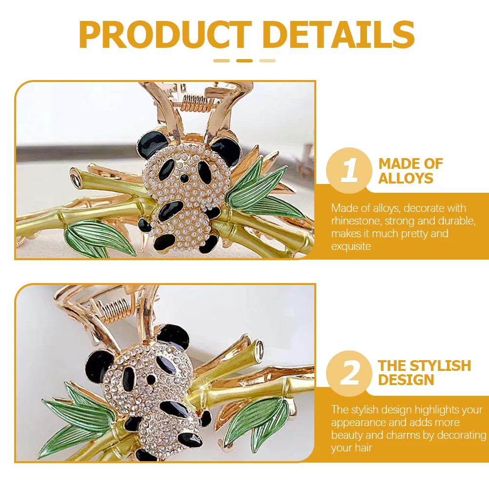 

Panda Claw Clip for Women Fashion Rhinestone Hair Clamp Alloy Teeth Clip for Thick Or Thin Hair Secure Hold Party Travel