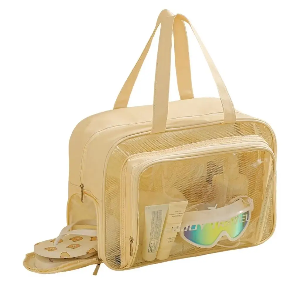 

Large Capacity Waterproof Cosmetic Bag Pu Transparent Dry Wet Separation Travel Storage Bag Multi-functional Portable