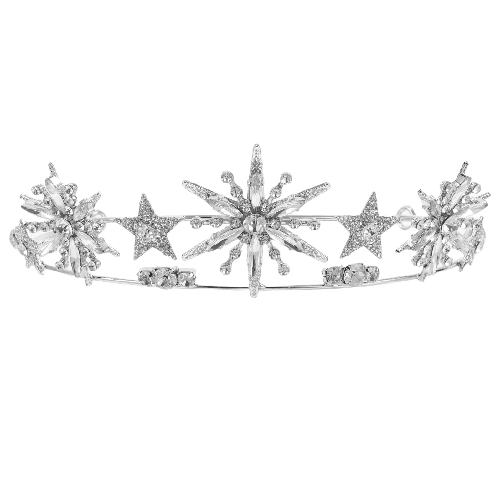 

Star Crown Crystal Headpiece Bridal Headwear Glittering Headband with Stars Bands Accessories