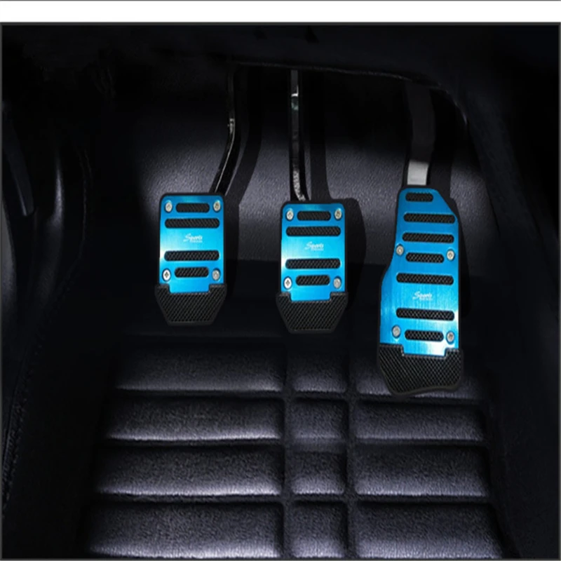 3pcs Nonslip Car Pedal Vehicle Accelerator Brake Foot Pedal Cover Set Universal Aluminum Alloy Foot Pedal Pad Kit Accessories