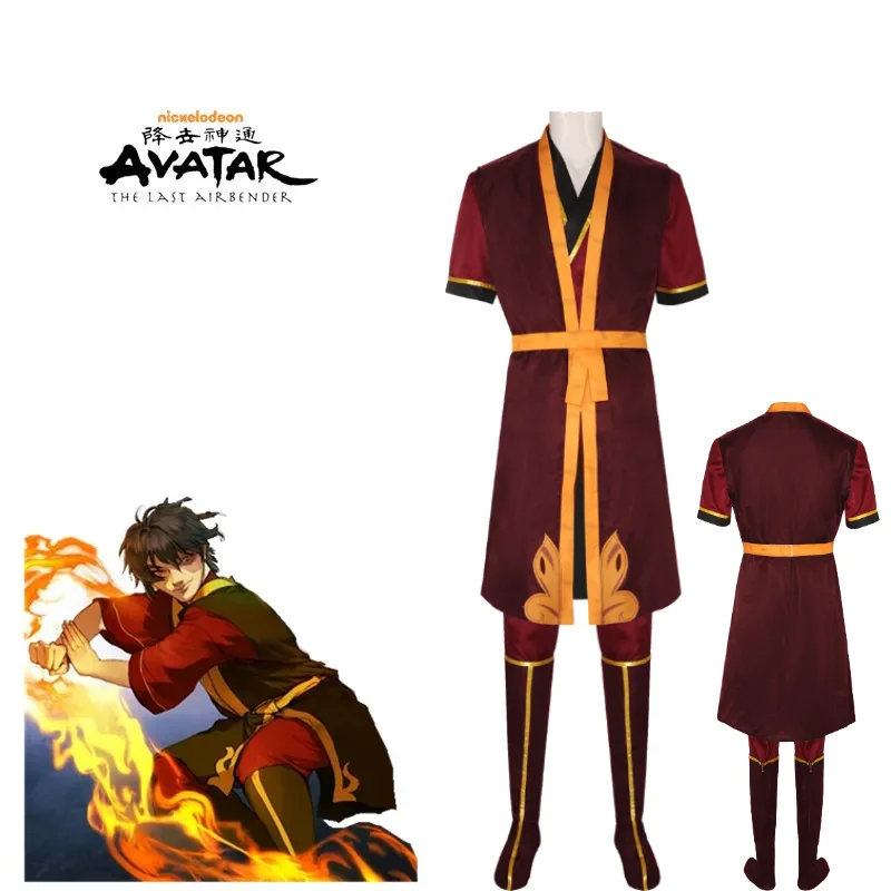 Zuko Cosplay Costume Avatar The Last Airbende Prince Zuko Battle Outfit Wig Shoe Covers Set Halloween Roleplay Zuko Suits - view 5