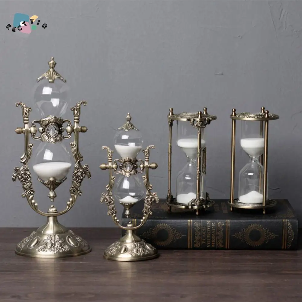 

Crafts Embossed Hourglass Timer 15/30 Minutes Golden Sand Clock Vintage Gift Sandglass Kitchen