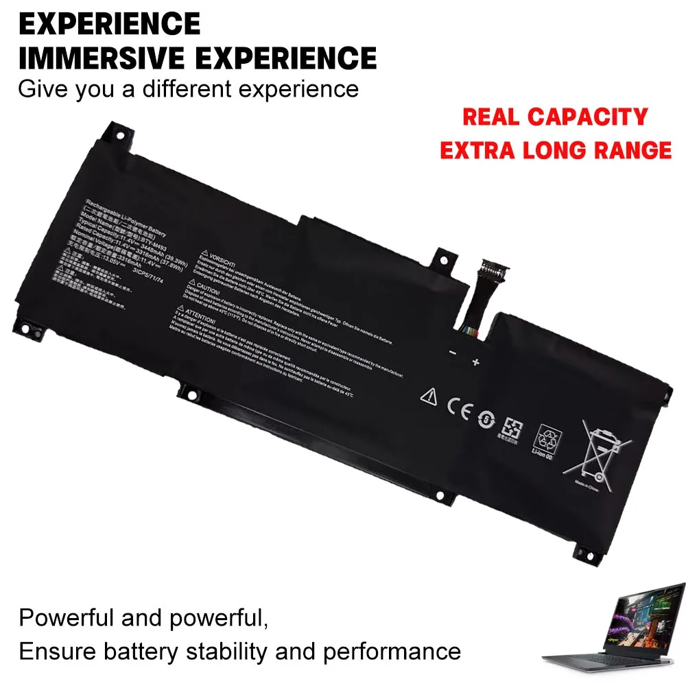 BTY-M493 11.4V 39.3Wh 3448mAh Laptop Battery for MSI Prestige 14 A10SC A10M A10RAS B10MW Summit E14 A11SCS MS-14C1
