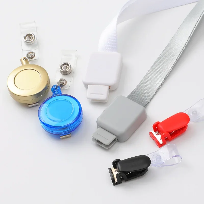 1pc Plastic Badge Reel Keychain Name ID Tag Clip Badge Holder Keyring Reels Retractable Key Chain Badge