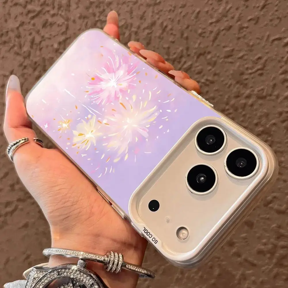 حافظة هاتف بأنماط سلسلة أرجوانية لهاتف iPhone17 16 15 14 13 12 11 Pro/ Max/Plus غطاء خلفي مقاوم للصدمات مضاد للبصمة