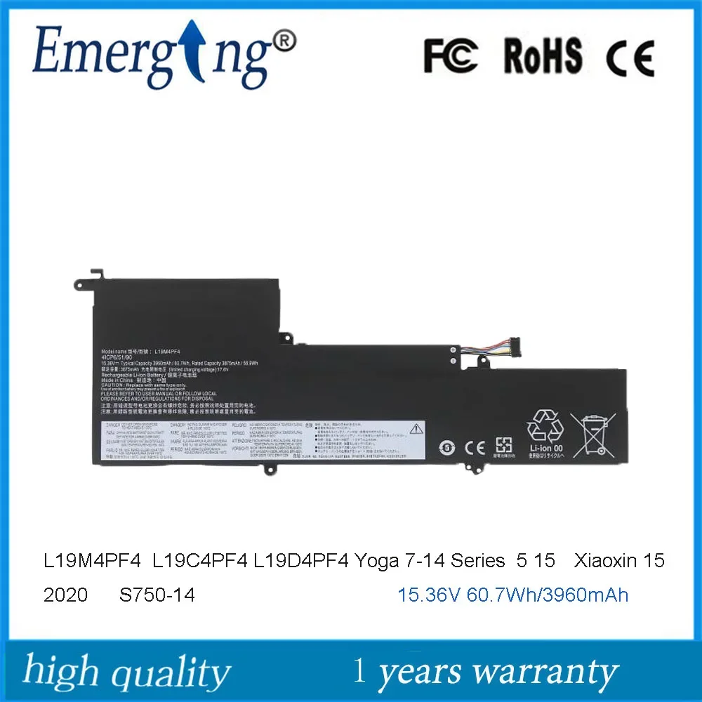 Imagem -01 - Bateria do Portátil para Lenovo Yoga 714 Series 15.36v 5.7wh L19m4pf4 L19c4pf4 Slim 7-14are Ideapad 15 5-15iil05 Xiaoxin 15 bateria do portatil para lenovo yoga 714 series 1536v 57wh l19m4pf4 l19c4pf4 slim 7 14are ideapad 15 5 15iil05 xiaoxin 15 01