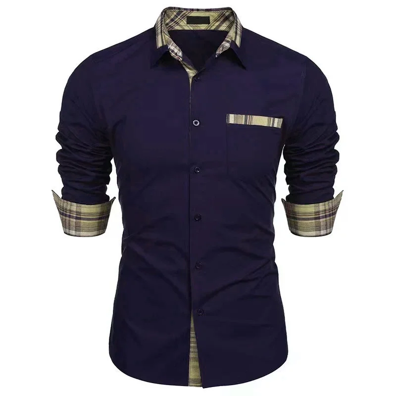 Camisa de vestido manga comprida com botões e bolsos, top de alta qualidade, casual, 9 cores, tamanhos grandes, XS-6XL, 2024