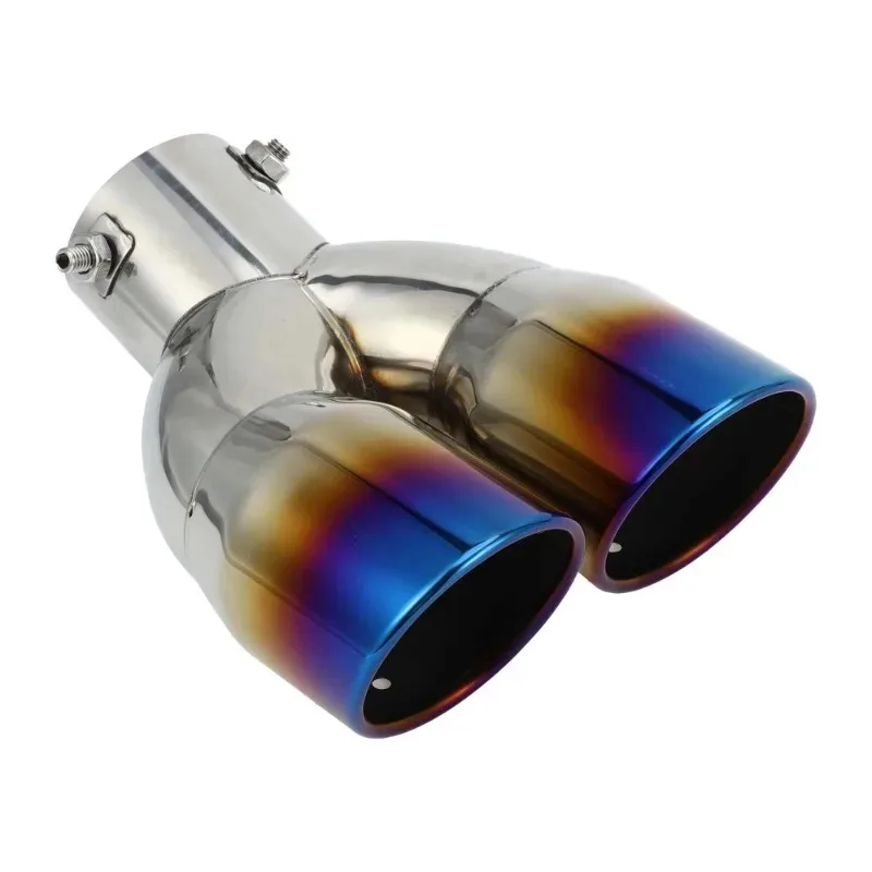 

3color 63mm for Car Inlet Double-Barrel Rear Exhaust Tip Tail PipMuffler Black Titanium Outlet Stainless Steele Car Accessories