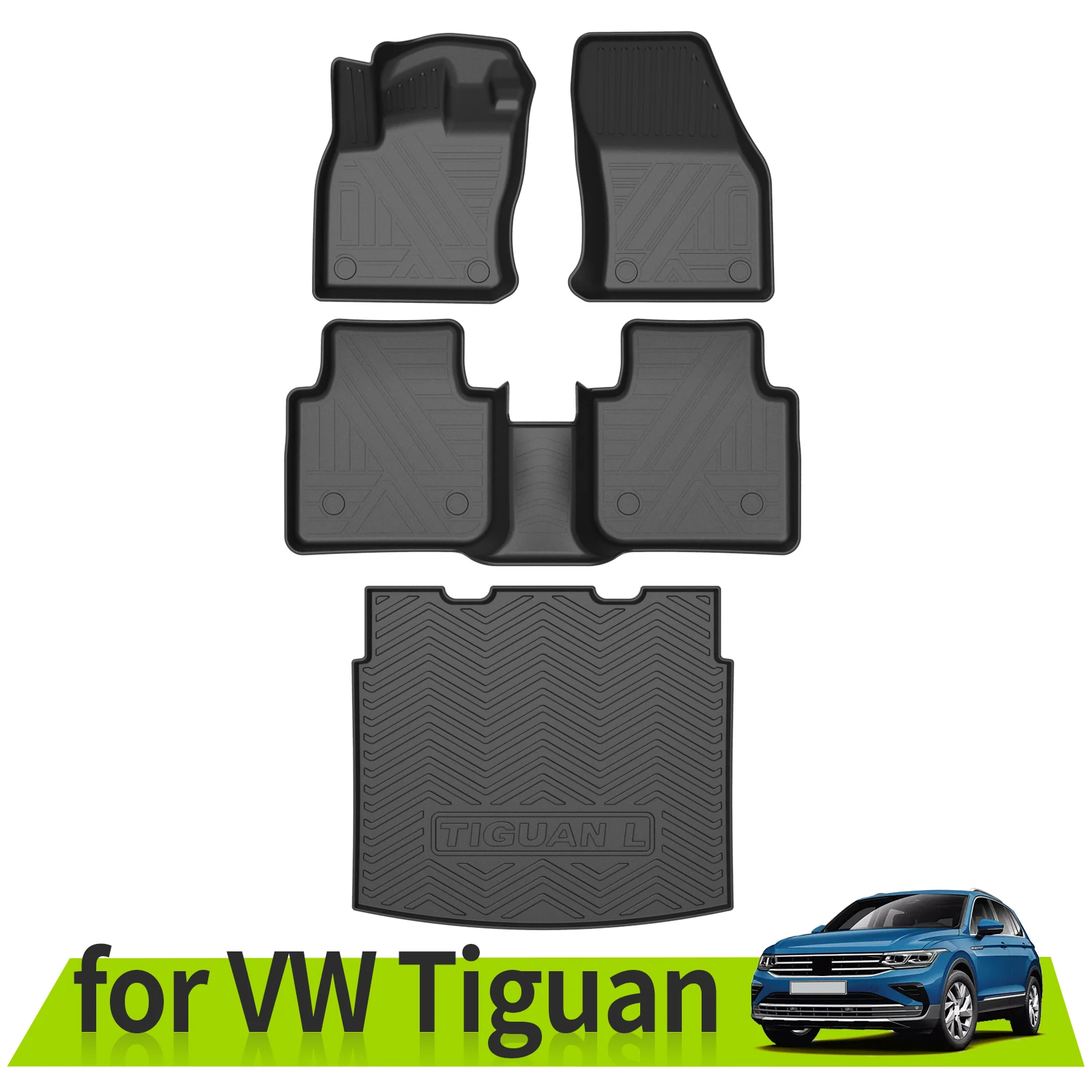 

for VW Tiguan 2017-2023 Car Floor Mats Trunk Backrest Pad TPE