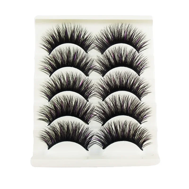 Thick Long False Eyelashes Purple Blue Colored Children Adult Stage Performance Exaggerated Hard Stem Makeup Eye Lashes