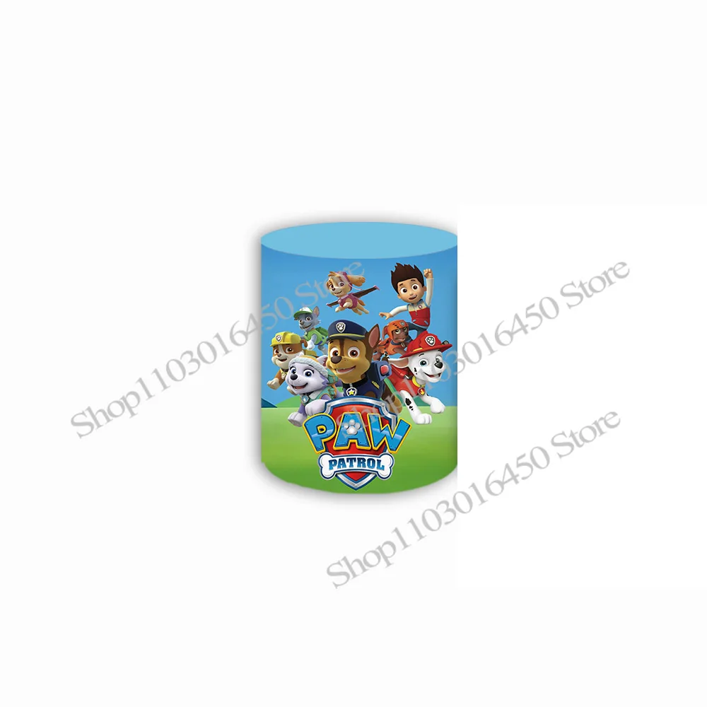 The Paw Patrol Round Backdrop Blue Elastic Circle Baby Shower For Kids Cute Birthday Party Background Cylinder Decoration Props