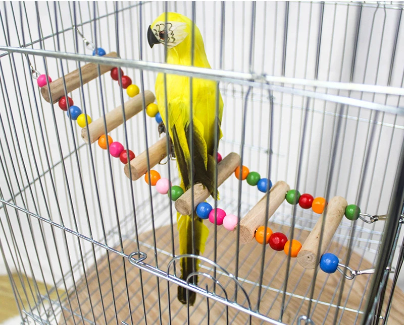 Bird Parrot Toys Colorful Hanging Cage Climbing Ladders with Natural Wood Parrots Suspension Bridge Swing Toys Bird Toy Supplies