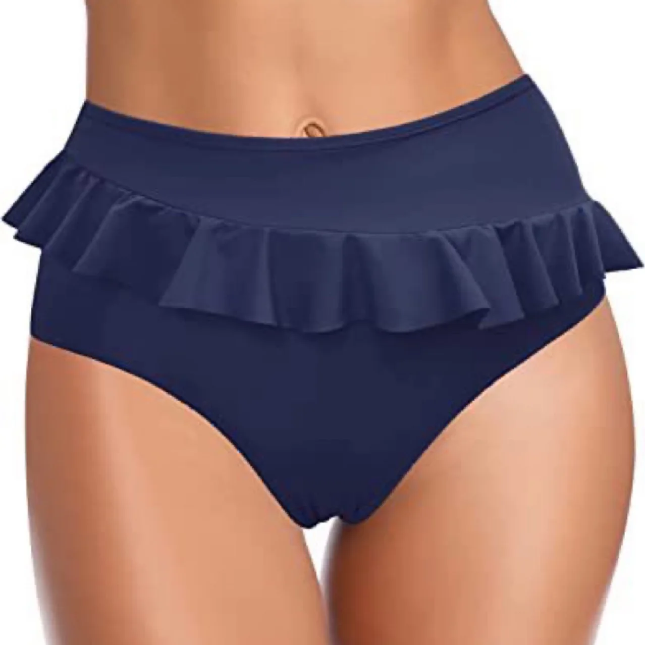 

Ladies Casual Bikini Swimsuit Pure Color Beach Swimming Pants Floral Trim Sports Yoga Fitn Fans Goods Other Sles