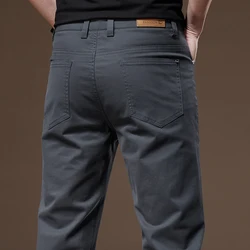 Men Straight Casual Pants 97% Cotton 2024 Spring Autumn Men's Business Clothing Trousers Men's Pants Black Gray Khaki Brand