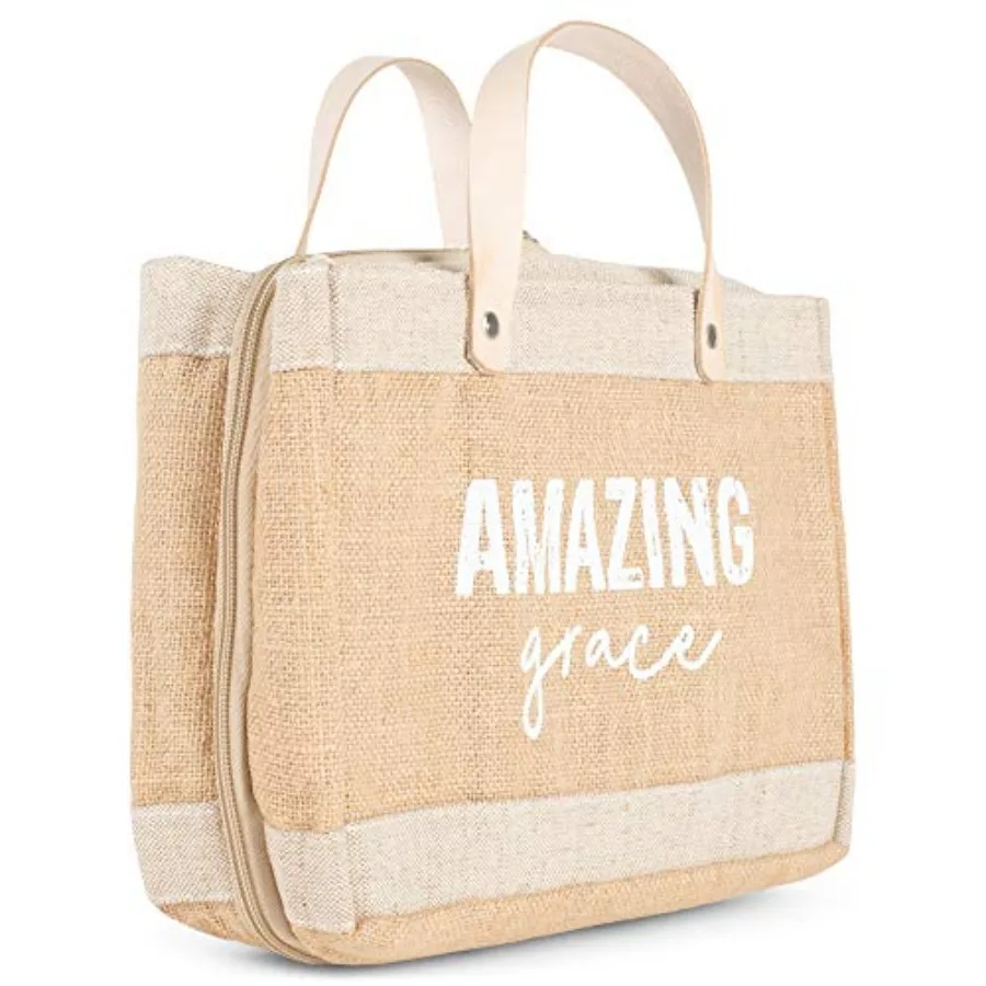 Fundas para Biblias Faithworks para Mujer - Estilo Bolso de Mano Mini, Funda de Yute con Cierre de Cremallera y Asas de Cuero