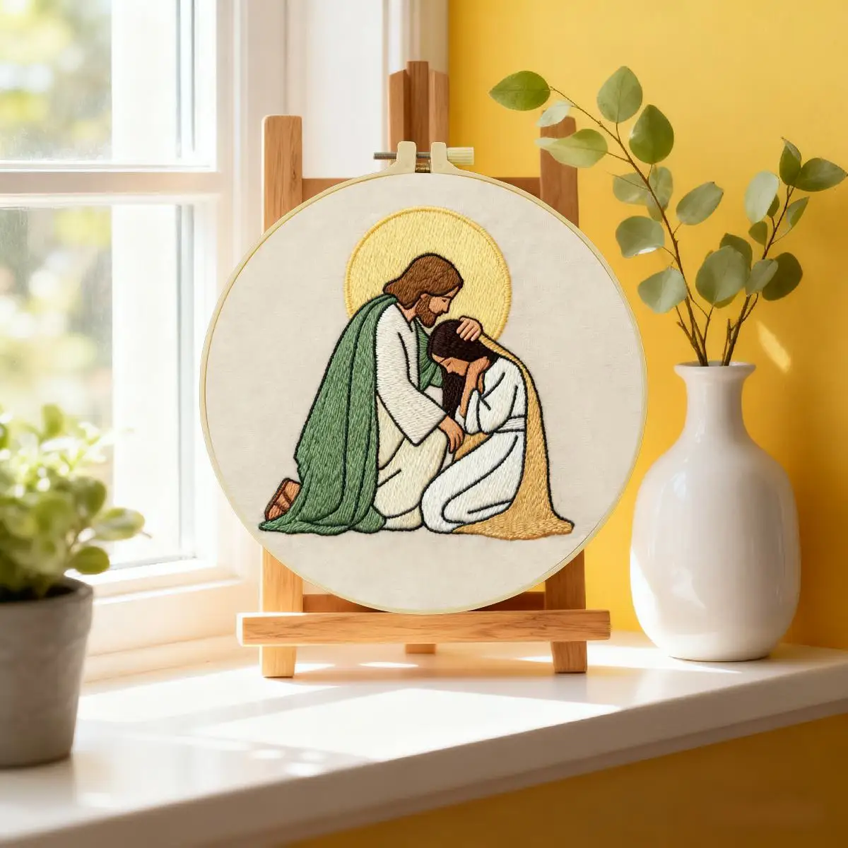 1pc 20X20CM/15X15CM 7.87/6.3inch pray Embroidery Starter Kit DIY kit DIY embroidery kit manualidades Home Decor Craft Painting