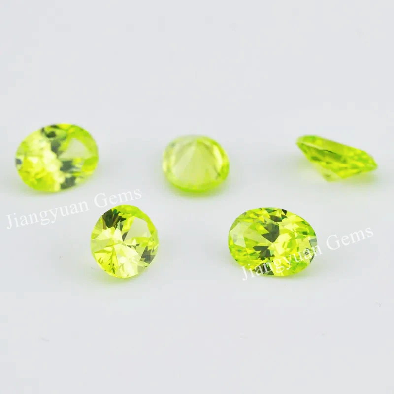 Größe 3x5mm~10x12mm 5A Zirkon Ovaler Schliff Apfelgrüner Kubischer Zirkonia Stein Loser CZ Synthetischer Edelstein für Schmuckherstellung – Detail 4