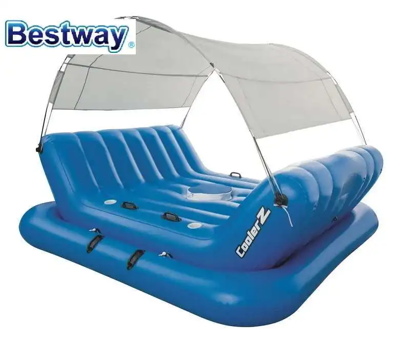 

43134 Bestway 2.72mx1.96m Rock-N-Shade Island CoolerZ 8'11"x 6'5" Floating Island For 4 Adults With Tent,Backrest,Strong Handles