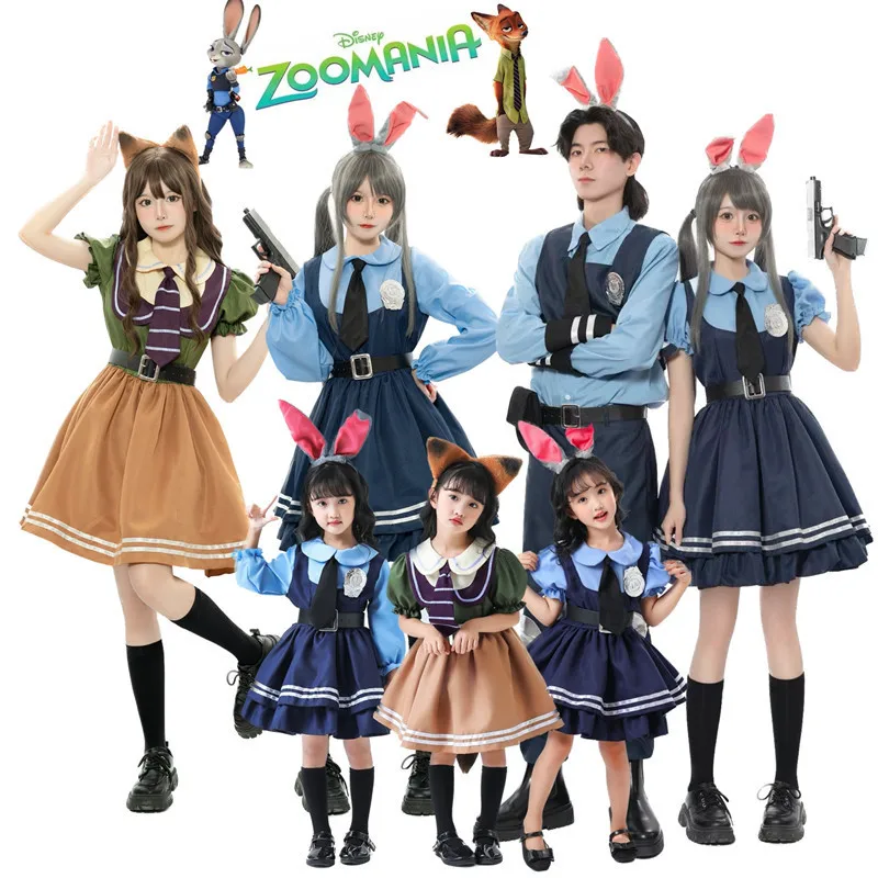 Disney Cartoon Zootopia Judy Bunny kostium Cosplay karnawał odzież na przyjęcie urodzinowe pełne zestawy dla dzieci i kobiet