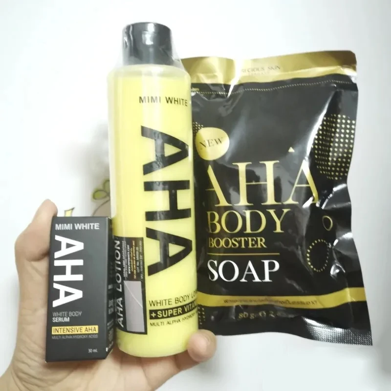 

Thai AHA Whitening Lotion Serum Soap Reduce Acne, Freckles, Dark Spots, Moisturizer, White And Smooth Skin Clean Face Body