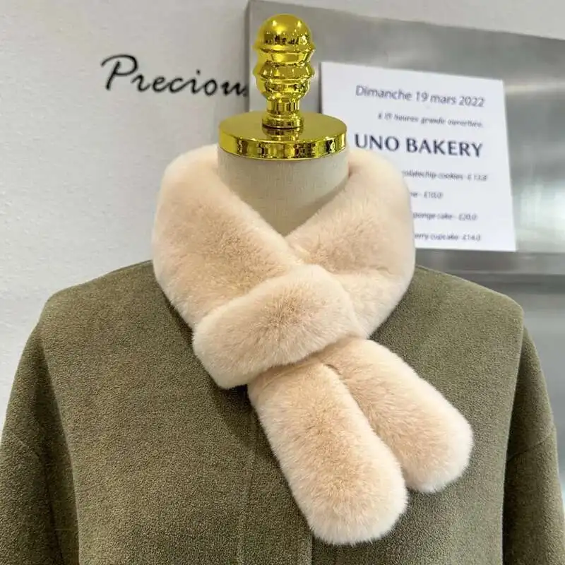 

Real Rex Rabbit Fur Scarf Cute Rabbit Ears Double Sided Thickened Fur Scarf Winter Warmth Fur Collar Neck Warmer Real Fur Scarf
