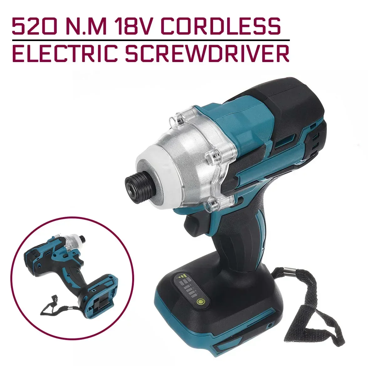 

18V 520 N.m Cordless Electric Wrench Screwdriver Speed Impact Rechargable Brushless Drill Driver+ LED Light For Makita Battery