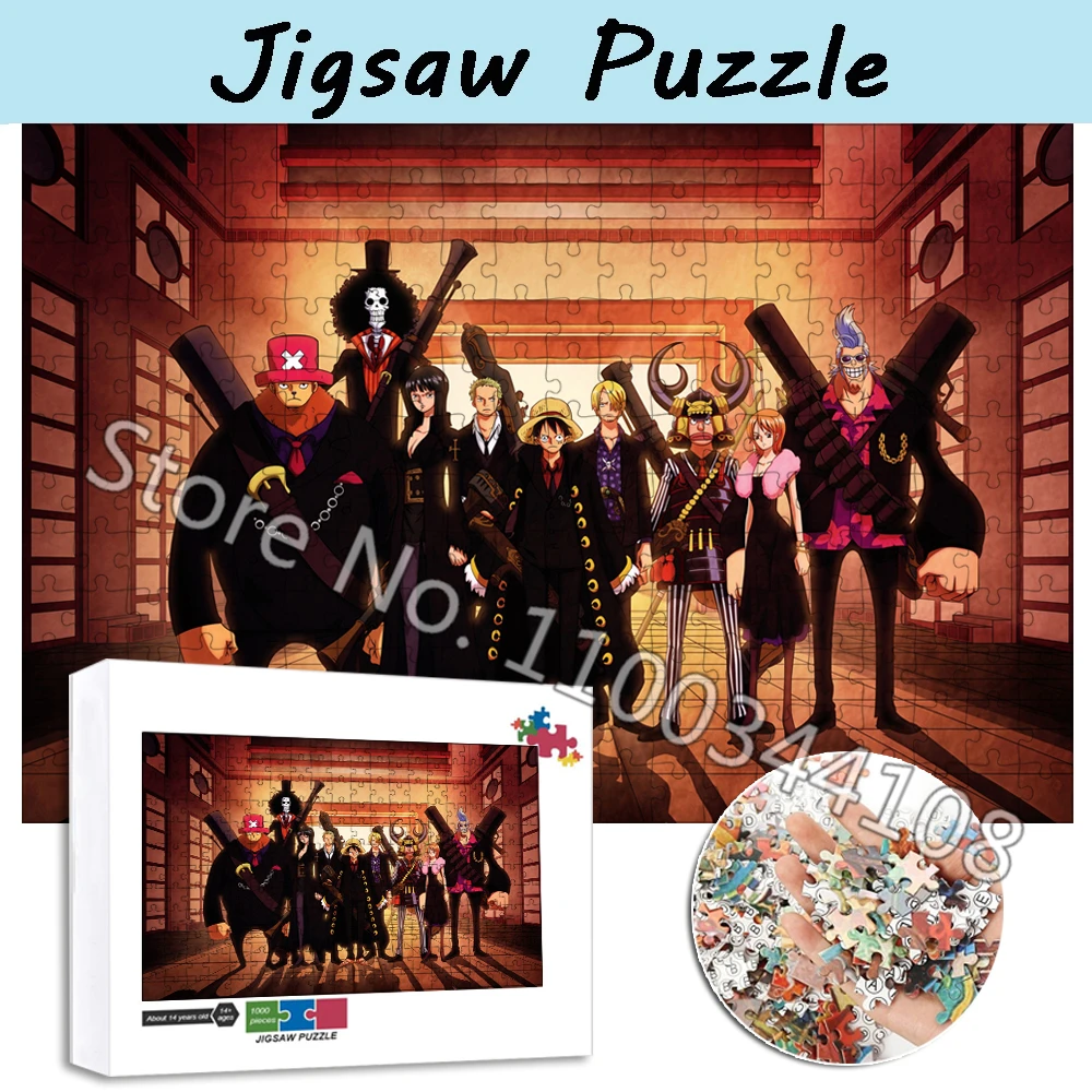 One Piece Puzzle 300/500/1000 Pieces Classic Japanese Anime Jigsaw Puzzles for Adult Intellectual Educational Toys Family Game