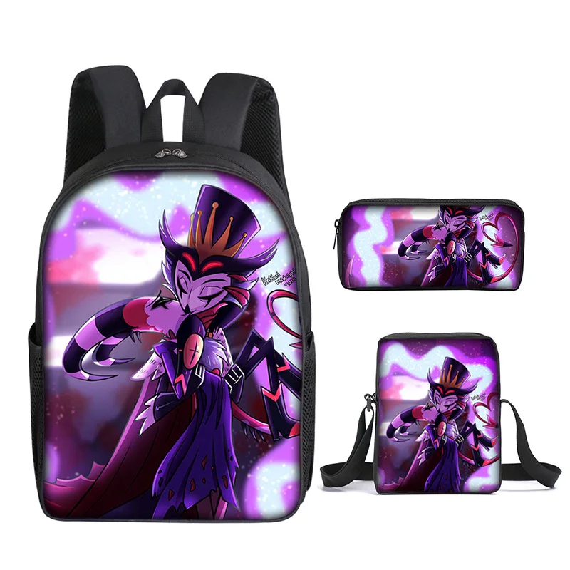 Cartoon Youthful Funny Helluva boss 3D Print 3pcs/Set Student Travel bags Laptop Daypack Backpack Shoulder Bag Pencil Case